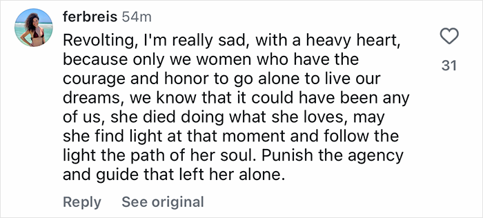 Screenshot of a social media comment expressing sadness about a tourist trapped 1600ft inside an active volcano losing life. Screenshot of a social media comment expressing sadness about a tourist trapped 1600ft inside an active volcano losing life.