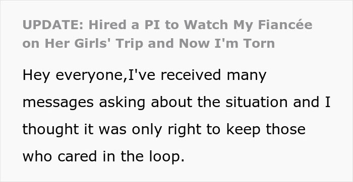 Man shocked and unsure how to handle what a PI he hired discovered about his partner during surveillance. Man shocked and unsure how to handle what a PI he hired discovered about his partner during surveillance.