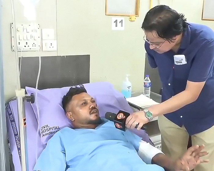 Thai actor who survived plane crash giving an interview from hospital bed about eerie link to Air India’s only survivor. Thai actor who survived plane crash giving an interview from hospital bed about eerie link to Air India’s only survivor.
