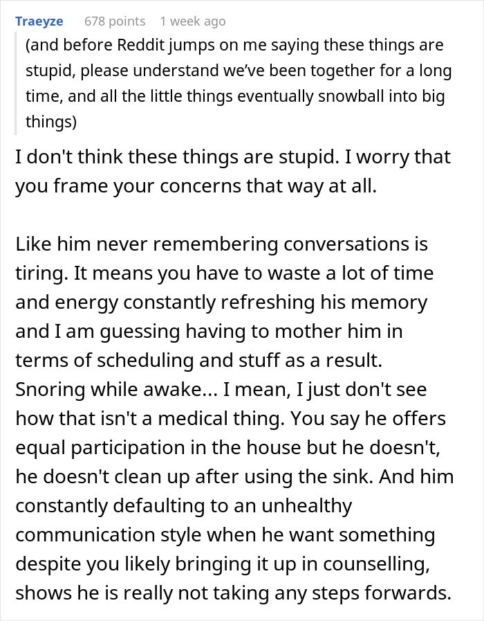 Reddit user discusses feeling grossed out by husband and struggles with how to come back from being grossed out. Reddit user discusses feeling grossed out by husband and struggles with how to come back from being grossed out.
