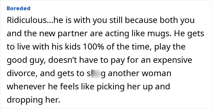 Alt text: Online comment discussing disbelief over a bizarre affair and questions if husband truly loves wife after 8 years. Alt text: Online comment discussing disbelief over a bizarre affair and questions if husband truly loves wife after 8 years.