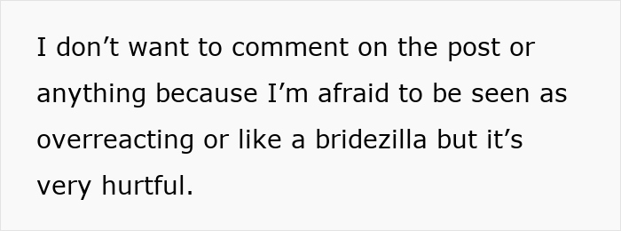 Text expressing fear of overreacting and feeling hurt about bridal wedding planning experience. Text expressing fear of overreacting and feeling hurt about bridal wedding planning experience.