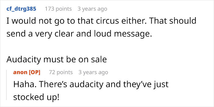 Screenshot of an online discussion about a woman invited to a family holiday only to babysit, with humorous user comments. Screenshot of an online discussion about a woman invited to a family holiday only to babysit, with humorous user comments.