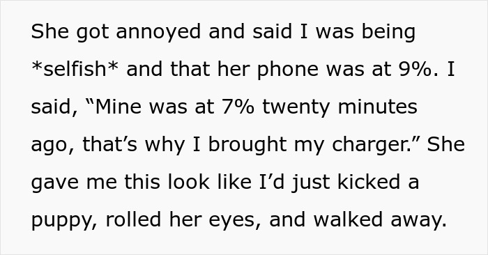 Text message conversation describing a lady famous for not returning stuff throwing a tantrum over a charger. Text message conversation describing a lady famous for not returning stuff throwing a tantrum over a charger.