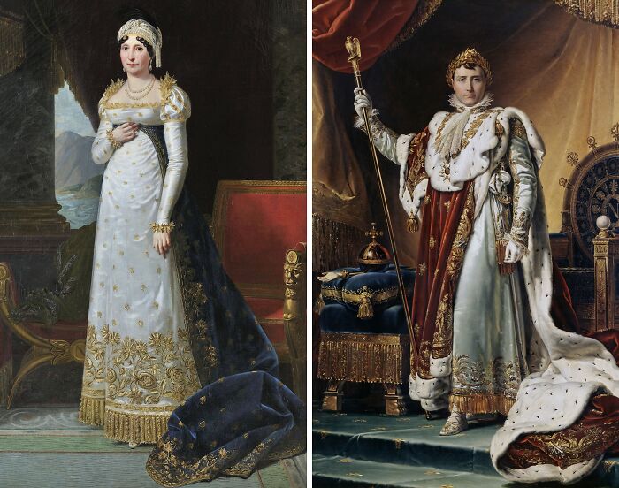 Portraits of a remarkable mother and a royal figure dressed in ornate historical attire, highlighting influential women who shaped history.