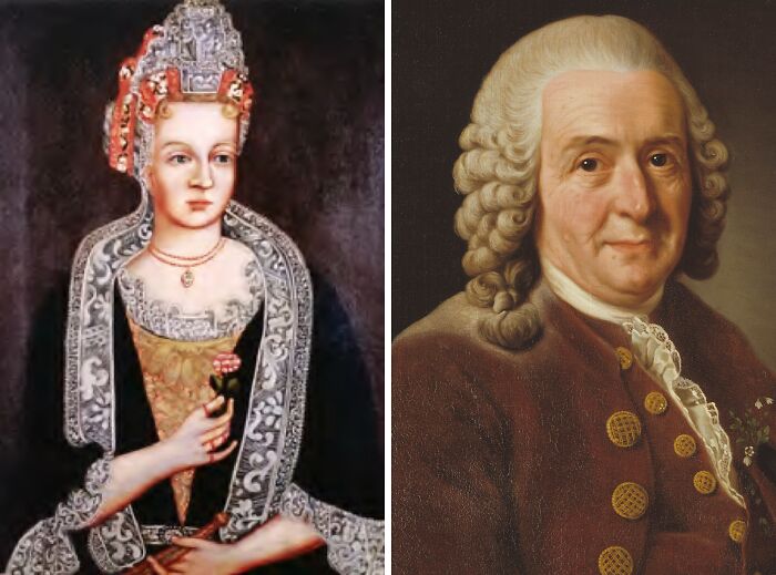 Portrait of a remarkable mother from history alongside an older man, representing influential figures who shaped the world.