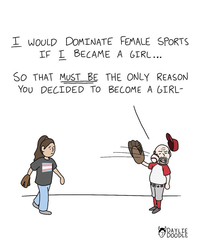 Cartoonist’s daily comic showing a baseball scene addressing gender and sports with humor and truth.
