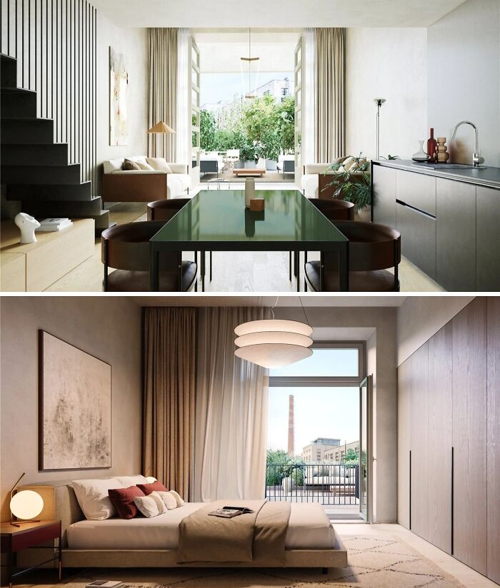 Modern apartments showcasing what 1 million dollars buys, featuring spacious living and stylish bedroom interiors worldwide.