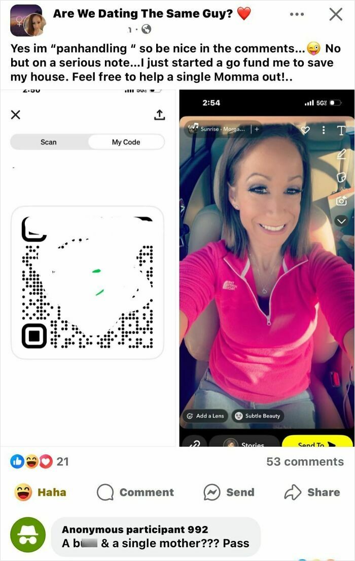 Screenshot of a single mom's social media post asking for GoFundMe help, showcasing entitled single moms concept.