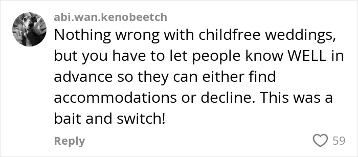 Social media comment criticizing date changed last minute wedding shaming for lack of advance notice on childfree weddings. Social media comment criticizing date changed last minute wedding shaming for lack of advance notice on childfree weddings.