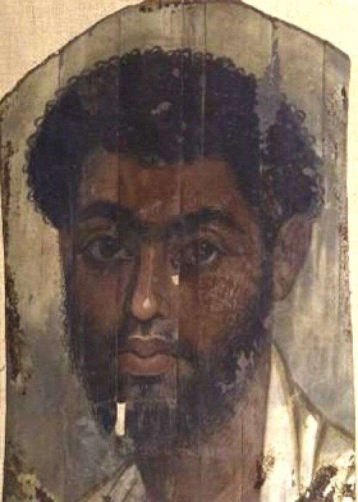 Ancient painted portrait of an African American man representing early African American military history.