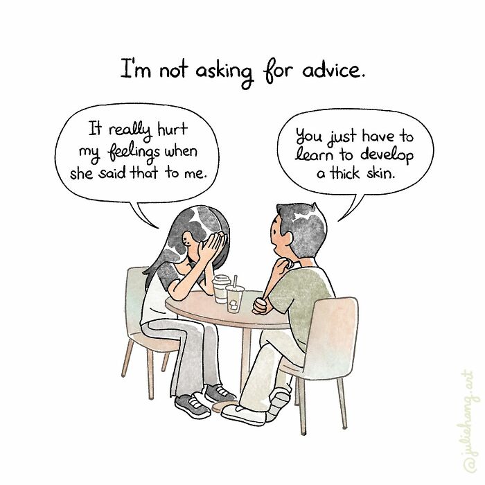 Two people sitting at a table sharing emotional conversation, illustrating moving stories about the ups and downs of life.