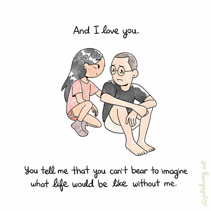 Illustration of a comforting moment between two people, capturing the ups and downs of life with emotion and care.