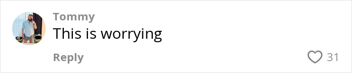 Comment by Tommy saying This is worrying with 31 likes on a social media post about Americans eating with cutlery. Comment by Tommy saying This is worrying with 31 likes on a social media post about Americans eating with cutlery.