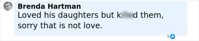 Screenshot of a comment by Brenda Hartman about Travis Decker’s neighbor recalling a weird encounter before three girls were found lifeless.