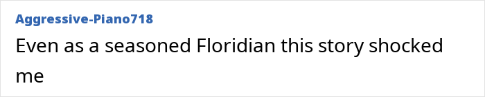 Comment text on a white background saying a seasoned Floridian was shocked by a newlywed’s honeymoon tragedy after stepping into ankle-deep water. Comment text on a white background saying a seasoned Floridian was shocked by a newlywed’s honeymoon tragedy after stepping into ankle-deep water.