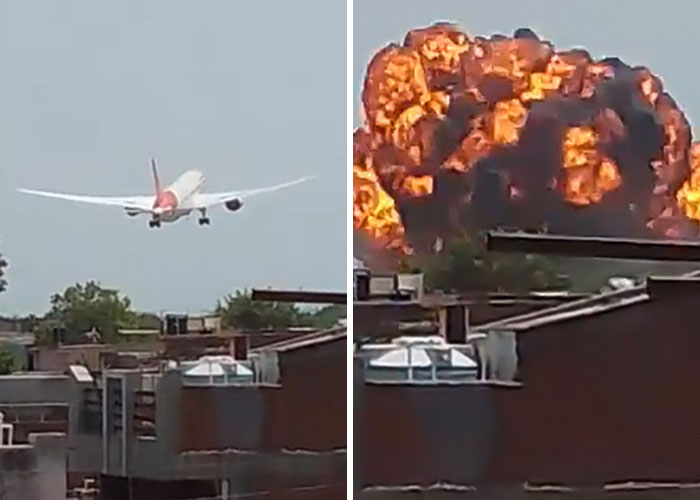 Air India plane approaching before massive explosion, related to Air India crash and miracle survivor controversy. Air India plane approaching before massive explosion, related to Air India crash and miracle survivor controversy.