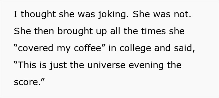 Text excerpt about a woman wanting half of her best friend's inheritance due to a hard childhood, causing conflict.