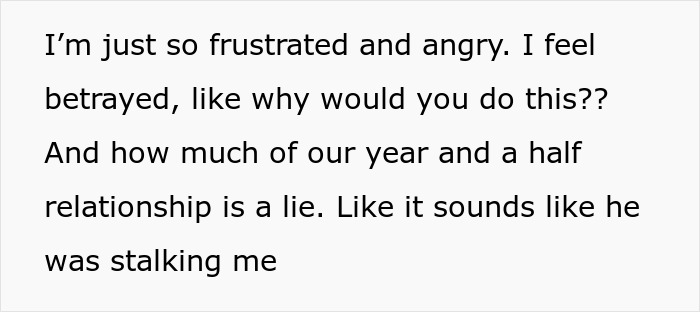 Frustrated woman feels betrayed after learning her boyfriend stalked her before they met, questioning their love story. Frustrated woman feels betrayed after learning her boyfriend stalked her before they met, questioning their love story.