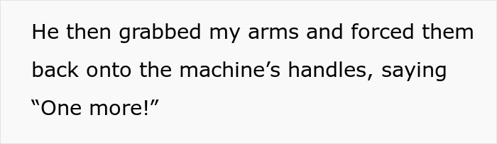 Text about a woman telling a gym guy she’s not here to make friends while he insists on fist bumping her. Text about a woman telling a gym guy she’s not here to make friends while he insists on fist bumping her.