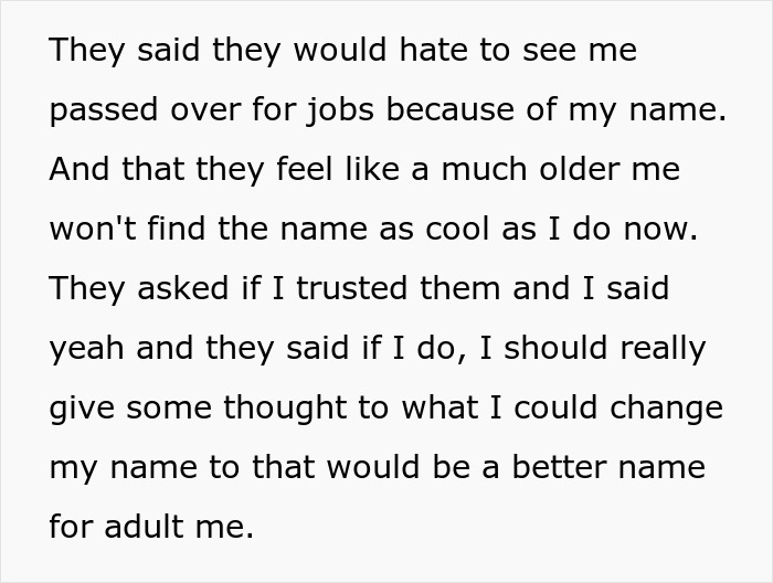 Text excerpt about foster name change parents discussing concerns about jobs and the impact of changing a child's name for the future. Text excerpt about foster name change parents discussing concerns about jobs and the impact of changing a child's name for the future.