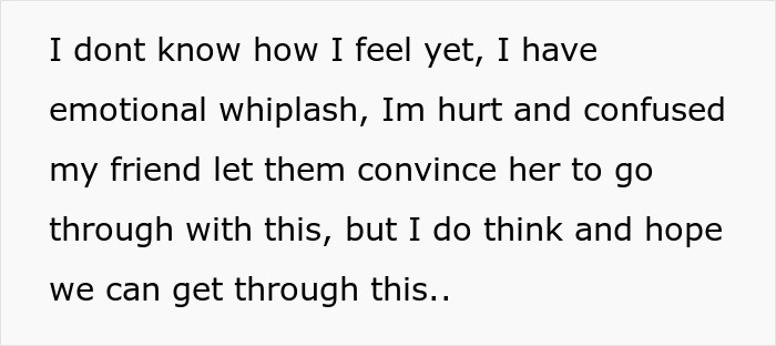 Text expressing emotional confusion and hurt after a MOH refuses to hide psoriasis for bestie’s wedding conflict. Text expressing emotional confusion and hurt after a MOH refuses to hide psoriasis for bestie’s wedding conflict.