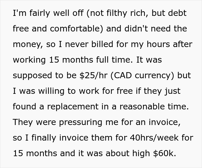 Text excerpt about an employee not billing hours for 15 months, highlighting non-profit accused of fudging hours. Text excerpt about an employee not billing hours for 15 months, highlighting non-profit accused of fudging hours.