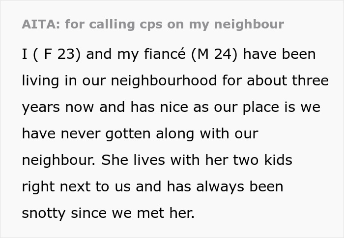 Text post about a neighbor calling CPS after mom throws kid out on cold Christmas night for not making bed.