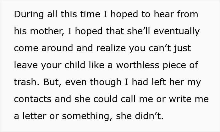 Text expressing hope for a mother to reconnect after abandonment, highlighting feelings of being left like worthless trash. Text expressing hope for a mother to reconnect after abandonment, highlighting feelings of being left like worthless trash.