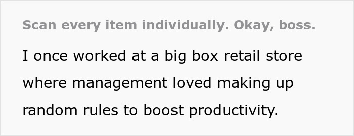 Text about a retail store manager's weird new rule causing the backroom and entire store to become a disaster. Text about a retail store manager's weird new rule causing the backroom and entire store to become a disaster.