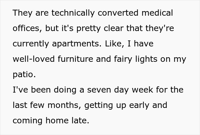 Person tries to relax on patio decorated with fairy lights but faces disturbance from strangers using their space. Person tries to relax on patio decorated with fairy lights but faces disturbance from strangers using their space.