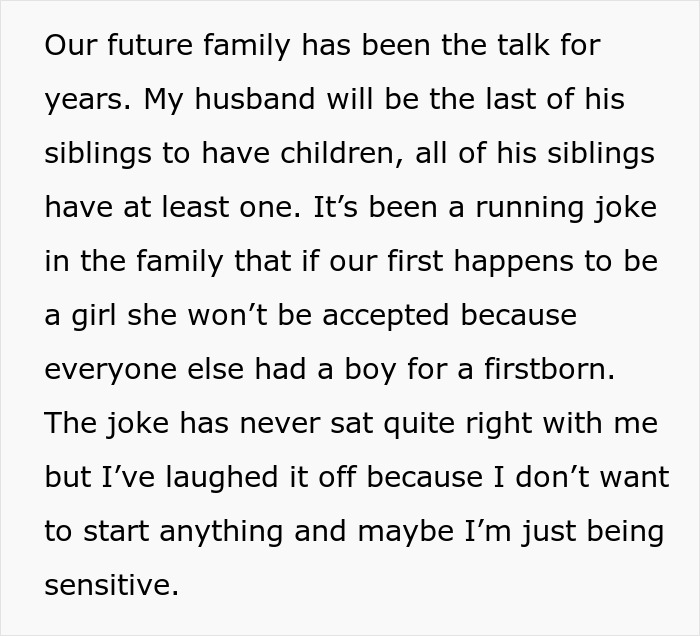 Text passage discussing family dynamics about the baby's gender and tension with MIL over pregnancy. Text passage discussing family dynamics about the baby's gender and tension with MIL over pregnancy.