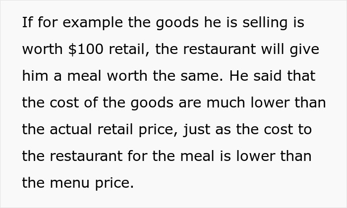 Text explaining meal cost difference in a scenario where a woman tells guy no spark after first date and dispute over payment occurs.