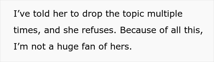 Text excerpt showing a conflict where a daughter-in-law seeks a relationship with mother-in-law but is rejected. Text excerpt showing a conflict where a daughter-in-law seeks a relationship with mother-in-law but is rejected.