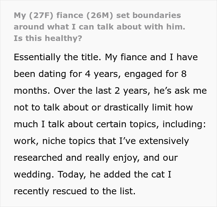 Woman feeling lonely as fiancé starts banning conversation topics, facing communication boundaries in their relationship. Woman feeling lonely as fiancé starts banning conversation topics, facing communication boundaries in their relationship.