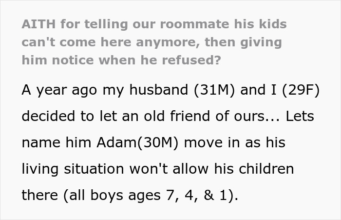 Couple kicks out roomie after his kids cause damage and pee mess despite being asked to watch them carefully Couple kicks out roomie after his kids cause damage and pee mess despite being asked to watch them carefully