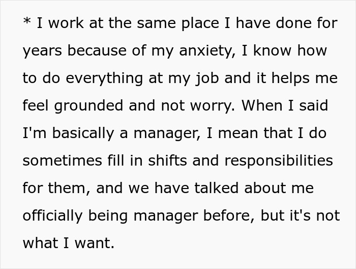 Text excerpt discussing anxiety and job responsibilities, highlighting changes in girlfriend behaviour and relationship dynamics.