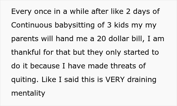 Teen girl struggle babysit step siblings feeling drained after continuous babysitting of three kids and receiving little appreciation.