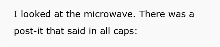 Text on a screen explaining a microwave with a post-it note addressing coworker reserve microwave dietary needs. Text on a screen explaining a microwave with a post-it note addressing coworker reserve microwave dietary needs.