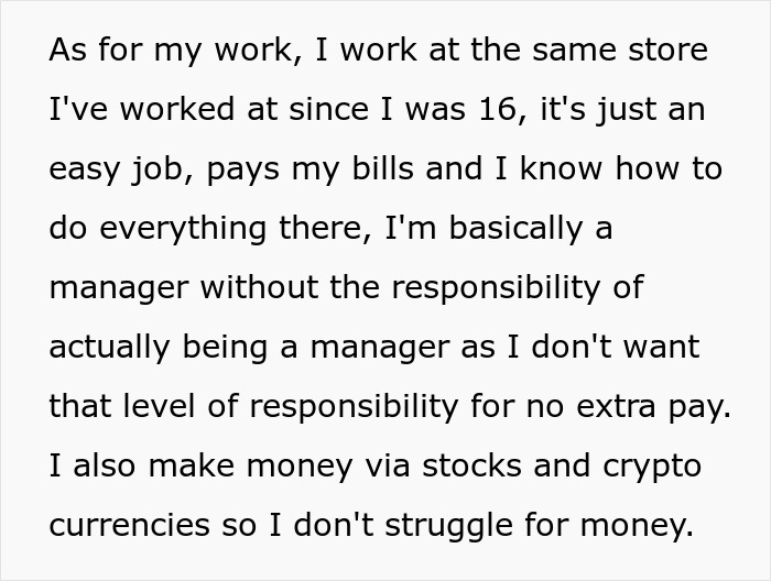 Text discussing work experience and financial independence related to girlfriend behaviour change in a relationship context.