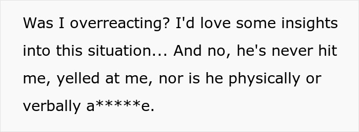 Text message asking if the man who hates yawning and elbows sleeping fiancée is overreacting in the situation.