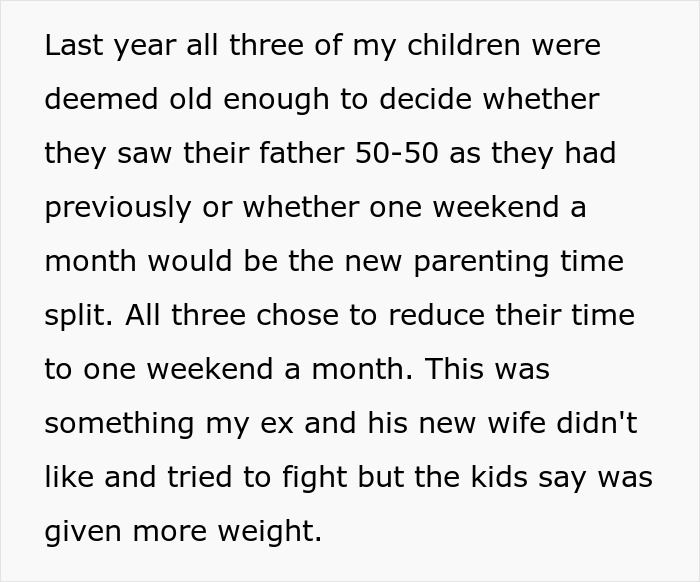 Text about parenting time split causing conflict with stepmom who makes kids' lives difficult over Mother's Day plans. Text about parenting time split causing conflict with stepmom who makes kids' lives difficult over Mother's Day plans.