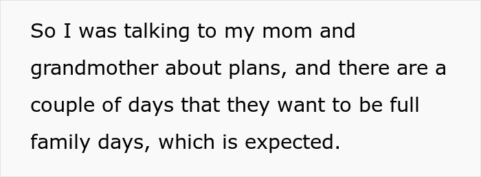 Text conversation discussing family holiday plans and the woman realizing she’s invited mainly to babysit. Text conversation discussing family holiday plans and the woman realizing she’s invited mainly to babysit.