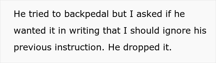 Text message conversation showing a disagreement about ignoring previous instructions causing store confusion and backroom disaster. Text message conversation showing a disagreement about ignoring previous instructions causing store confusion and backroom disaster.