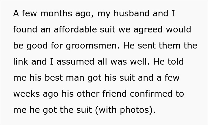 Bride wants to exclude best man from photos due to his outfit, highlighting stereotypical American wedding expectations. Bride wants to exclude best man from photos due to his outfit, highlighting stereotypical American wedding expectations.