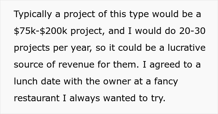 Text excerpt discussing controlling big money projects and potential revenue from $75k-$200k projects per year. Text excerpt discussing controlling big money projects and potential revenue from $75k-$200k projects per year.