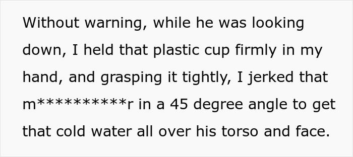 Text excerpt describing a wife giving her husband a cold shower as a reminder due to his bad memory. Text excerpt describing a wife giving her husband a cold shower as a reminder due to his bad memory.