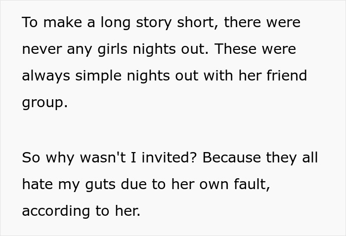 Text excerpt explaining a man discovering his girlfriend's squad secretly hates him, leading to relationship issues. Text excerpt explaining a man discovering his girlfriend's squad secretly hates him, leading to relationship issues.