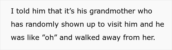 Text describing a conversation about an absent grandma who tries to reconnect after 25 years but is rejected. Text describing a conversation about an absent grandma who tries to reconnect after 25 years but is rejected.