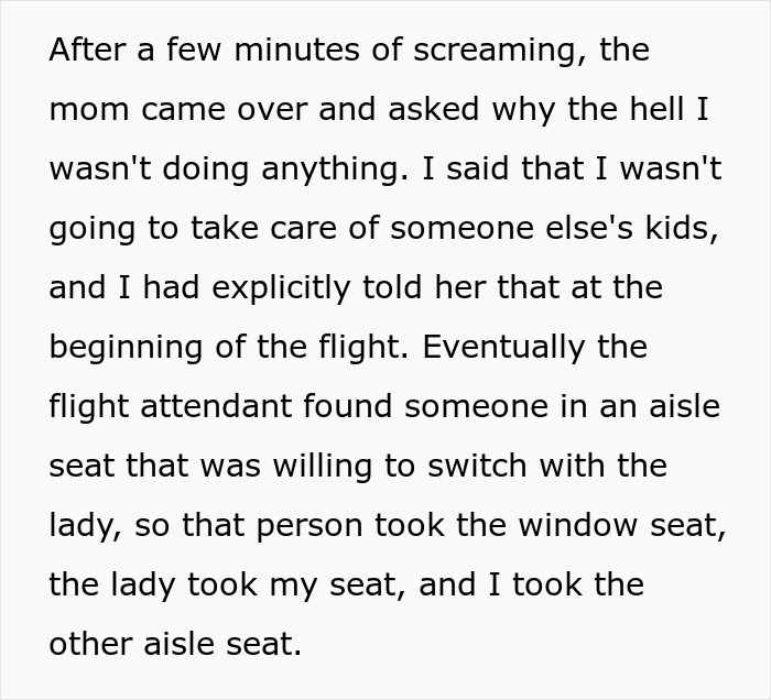 Passenger refuses to switch seats with a mother on an airplane and ignores her children during the flight. Passenger refuses to switch seats with a mother on an airplane and ignores her children during the flight.
